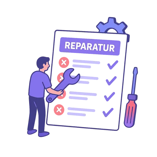 Bild einer Checkliste zur Reparatur einer Webseite